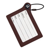 Travelers Envy Leather Luggage Tag with Metal Cable - Chocolate Brown